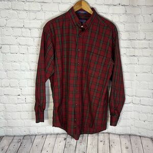 Sir Pendleton 100% Pure Virgin Wool Red Plaid Flannel Shirt‎ size M Medium
